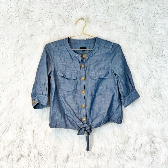 Ann Taylor Tops - 𝅺ann Taylor tie front chambray button down blouse